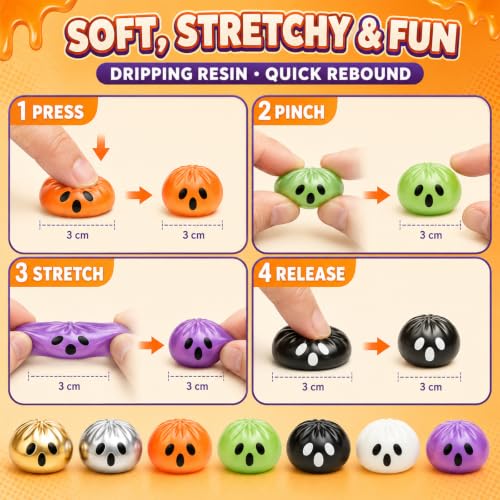 25 Pack Mini Squishy Dumplings Halloween Dumpling Squishy Set with Steamer - image 4