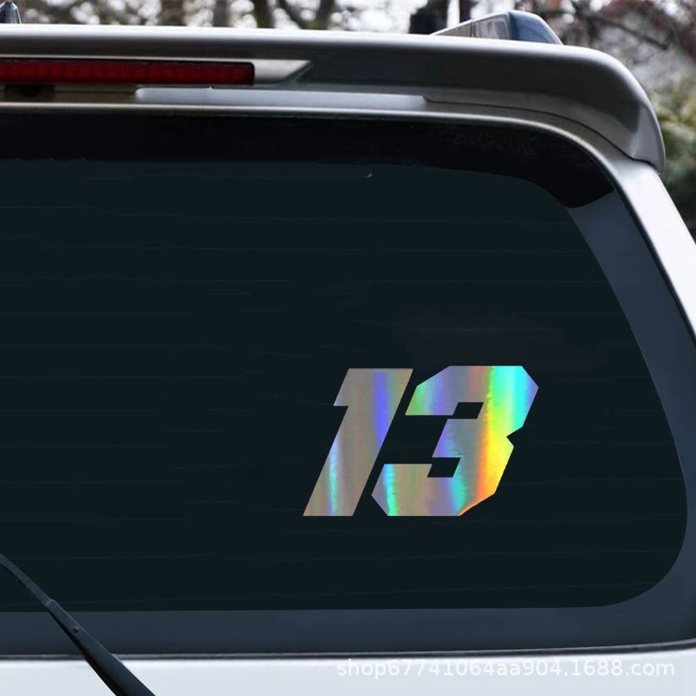 Asudaro Motorsticker, met nummer 13, reflecterend