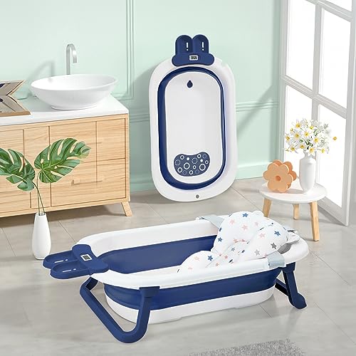 Image of StarAndDaisy Baby Bath Tub for 0 to 5 Years /Folding Large Baby Bathtub with Temperature Meter /Safe & Comfortable Bathing tub for Kids
