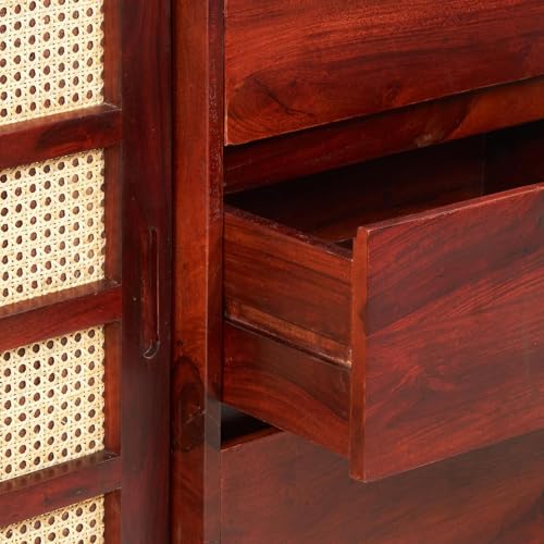 Image of Amazon Brand - Solimo Augustene Solid Sheesham Wood Sideboard with Sliding Door with 3 Drawers for Bedroom Living Room Home (Honey Finish)