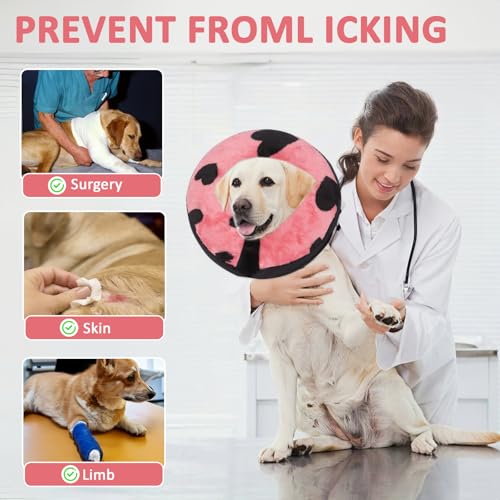 Yzalen Aufblasbare Halskrause Hund Katze, Aufblasbare Hundekragen Hund Weich, Einstellbar Schutzkragen Hunde, Halskrause Katze,Kragen für Hunde Nach Op Wiederherstellung (Rosa, L)