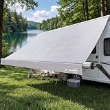 GLAUBIO RV Awning Fabric Replacement 16FT, 19.5oz Heavy-Duty Camper Awning,UV-Resistant & Waterproof Canopy for Camper,Trailer,Motorhome (Gradient Gray, Fabric 15'2')