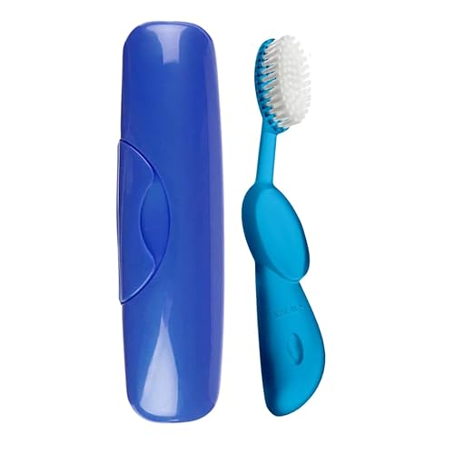Radius Cepillo de dientes Original Big Brush, libre de BPA y aceptado por ADA, mano derecha, cepillo azul y estuche azul disponible en Yaxa El Salvador
