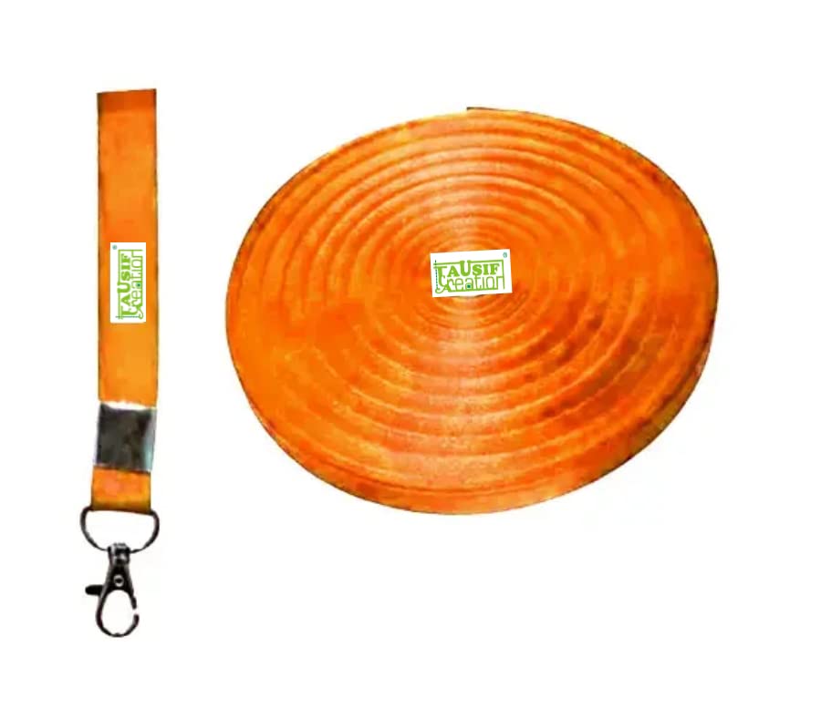 TAUSIF CREATION® New Silky/Satin Neck Lanyard/Strap Rolls for I.D. Card Accessories Orange 20mm (1 Rolls - Approx 100 mtr.)
