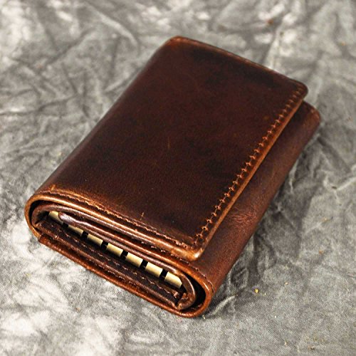 Le'aokuu Mens Genuine Leather Car Key Case Loop Hook Coin Case Cover Wallet Snap4
