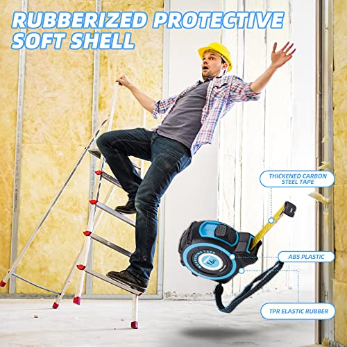 Urasisto Tape Measure 16Ft With Fractions 1/8, Retractable Measuring Tape, Easy To Read, Rubber Protective Casing And Shock Absorbent Case For Carpenter, Surveyors, Engineers And Electricians #TOP3