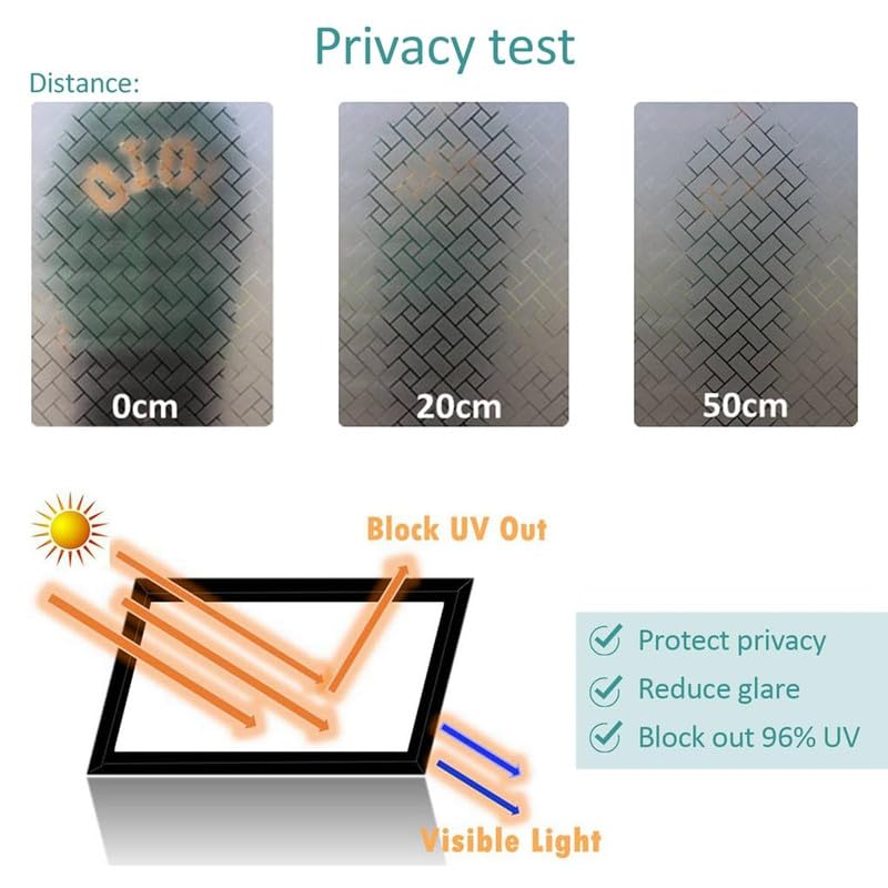 Image of Window Glass Film for Privacy, Self Adhesive Window Sticker, Sticker Frosted Glass Film for Windows, bathrooms, Office Cabins, Living Rooms - Cross Brick | 16 X 72 Inchs