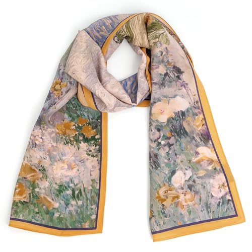 Womens Long Silk Scarf Mulberry Floral Silk Scarf for Hair2