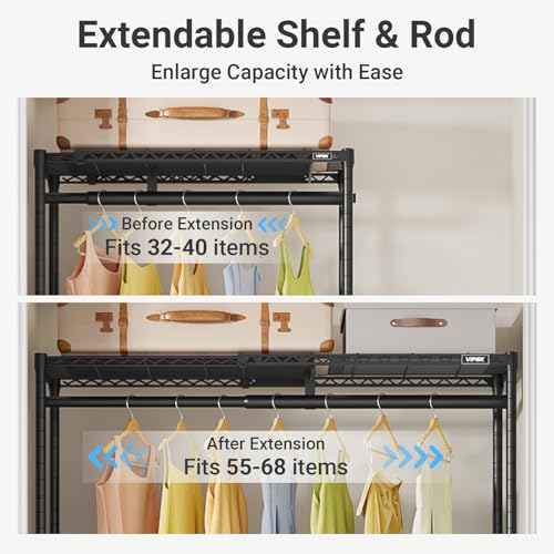 Image of VIPEK X1 Plus Expandable Heavy Duty Clothes Rack, Clothes Organizer Black