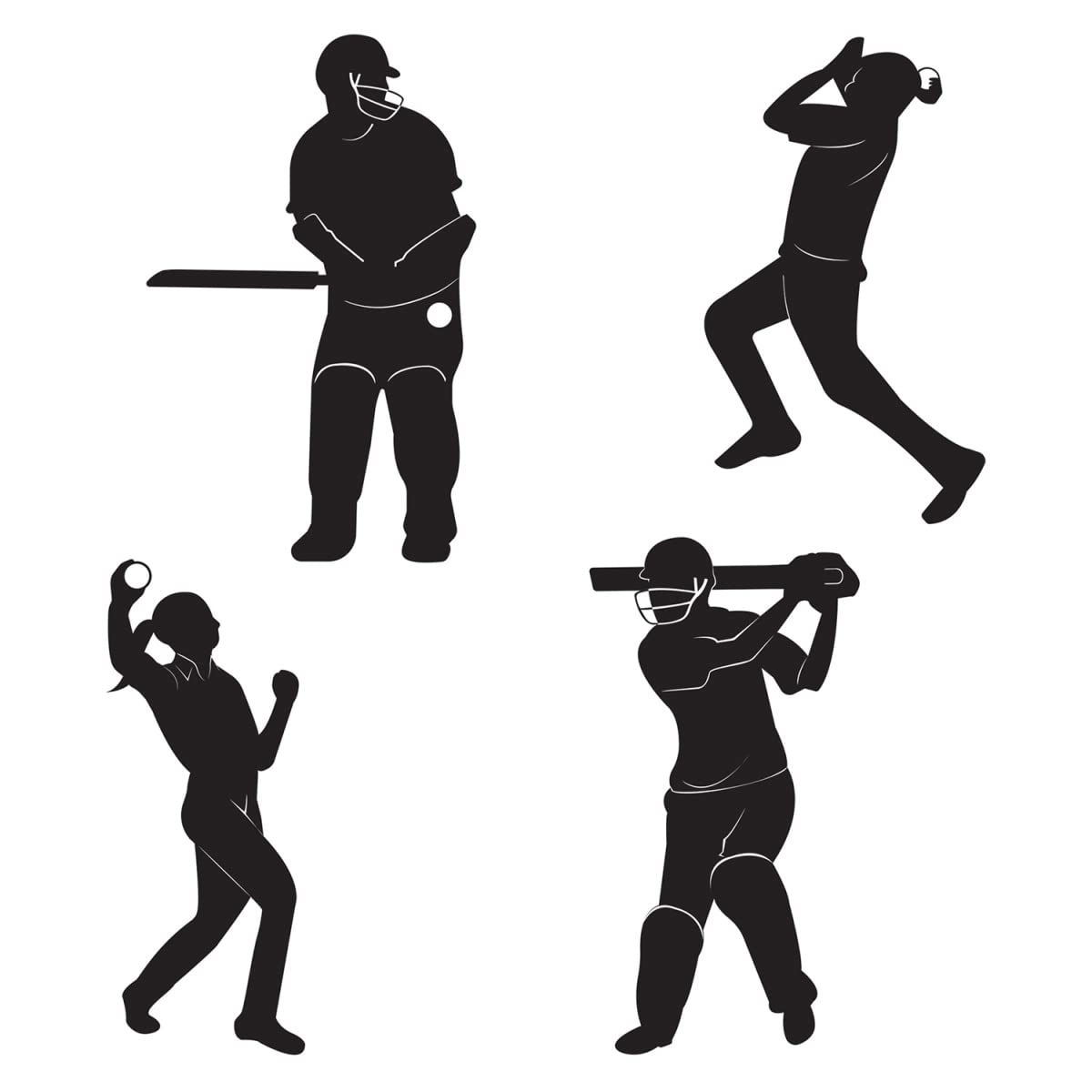 Beistle 53734 4 X Cricket Player Silhouette Cutouts Cricket Style Party Decoration