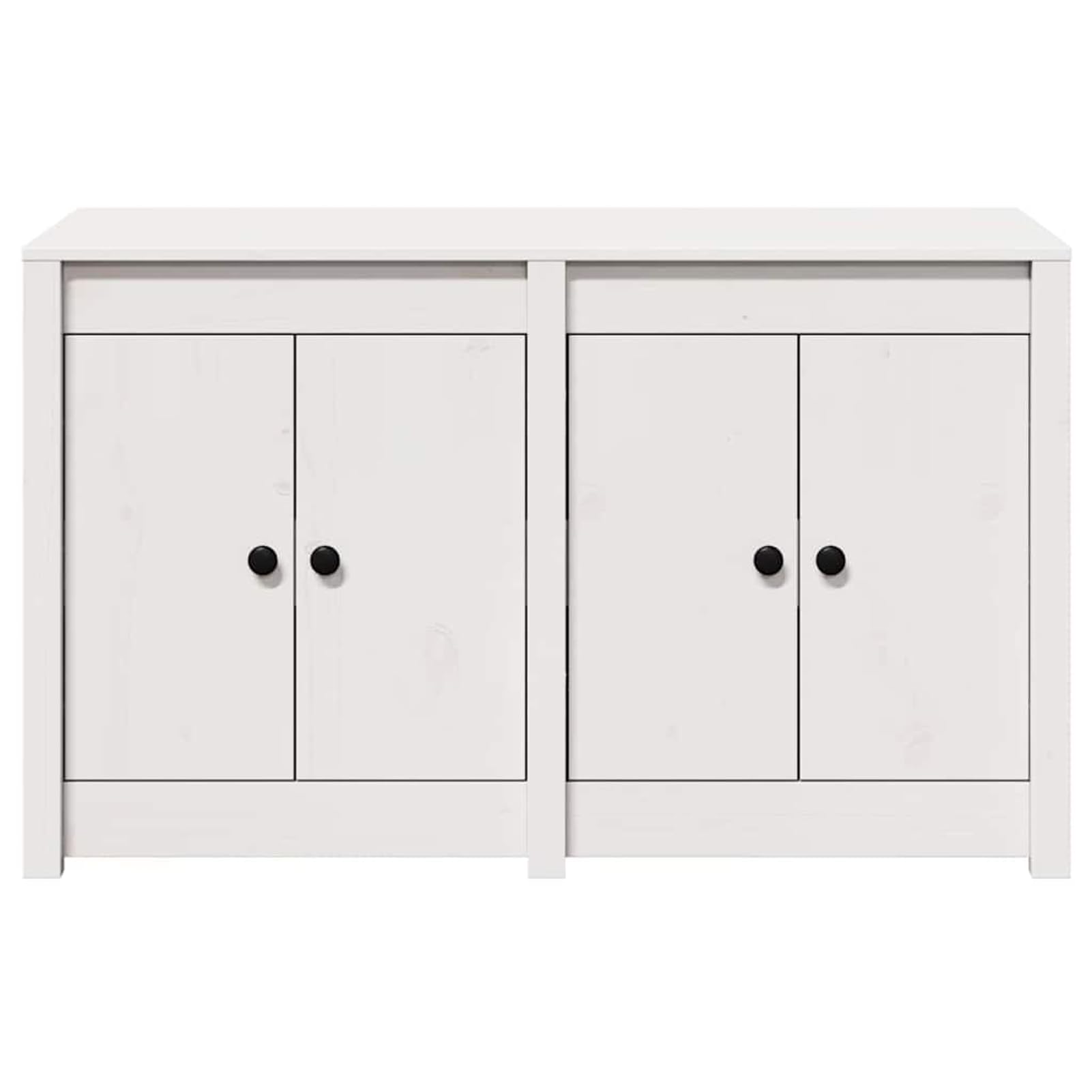Mobile da cucina con scaffale, bianco, 106 x 55 x 64 cm, in pino massiccio, 4 ante e 4 ripiani a pavimento, adatto per interni