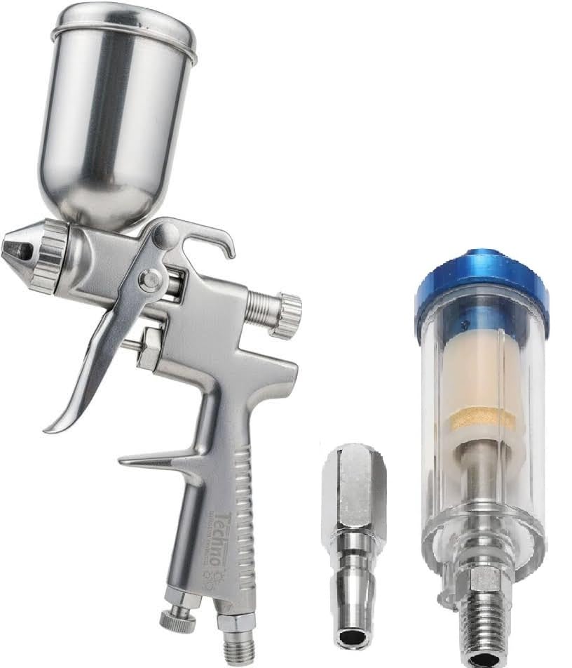 MAXAIR Techno Brand K-3 Paint Sprayer/Air Brush 0.5mm Nozzle 125ml Cup Mini Spray Gun for Car Painting Repair Spraying Paint (K3) + Inline Moisture Filter Water & Oil Separator 2 Products Combi Pack