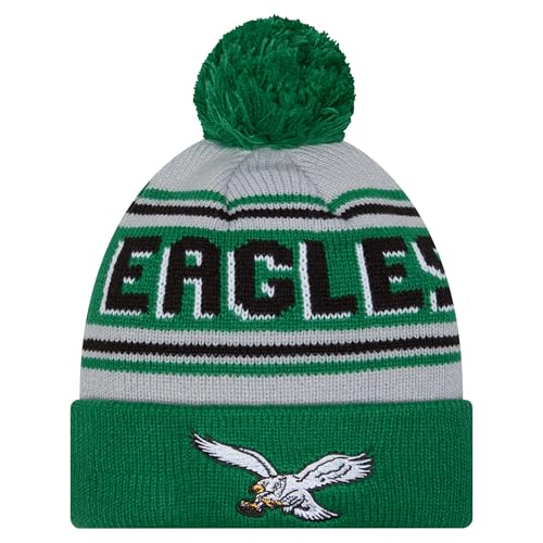 New Era Men's Kelly Green Philadelphia Eagles Main Cuffed Knit Hat with Pom