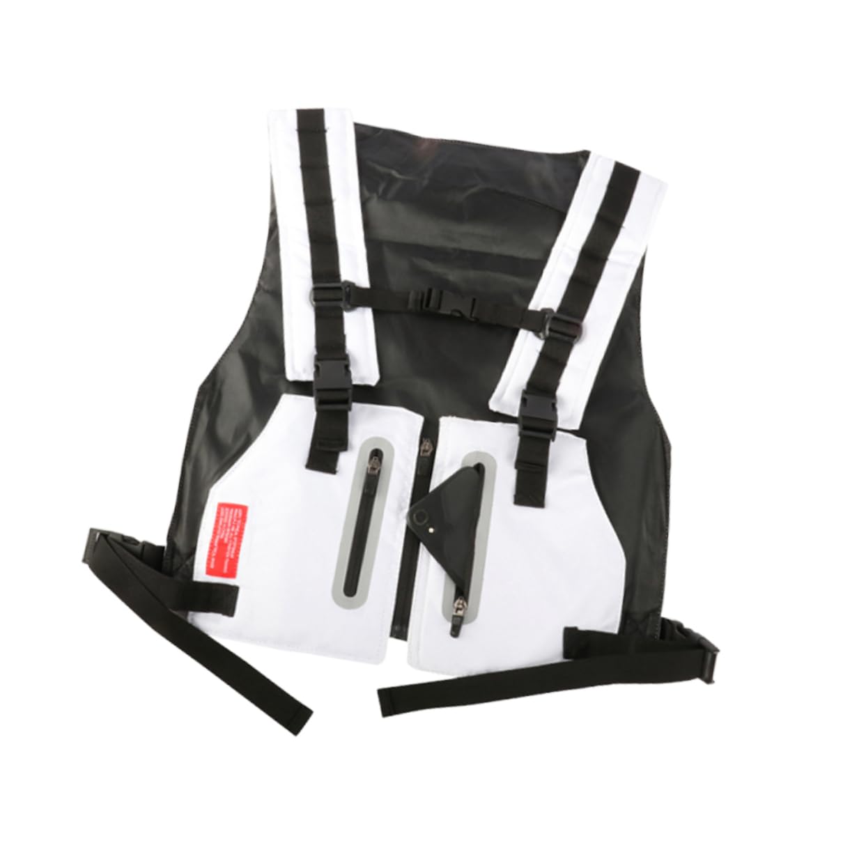 Yardwe Gilet Réfléchissant Multifonction Blanc pour Homme, Réglable