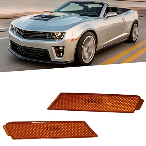 KYYET Amber Lens Front Bumper Side Marker Light Assembly Compatible with 2010-2015 Chevrolet Camaro Replace GM2551197 GM2550197