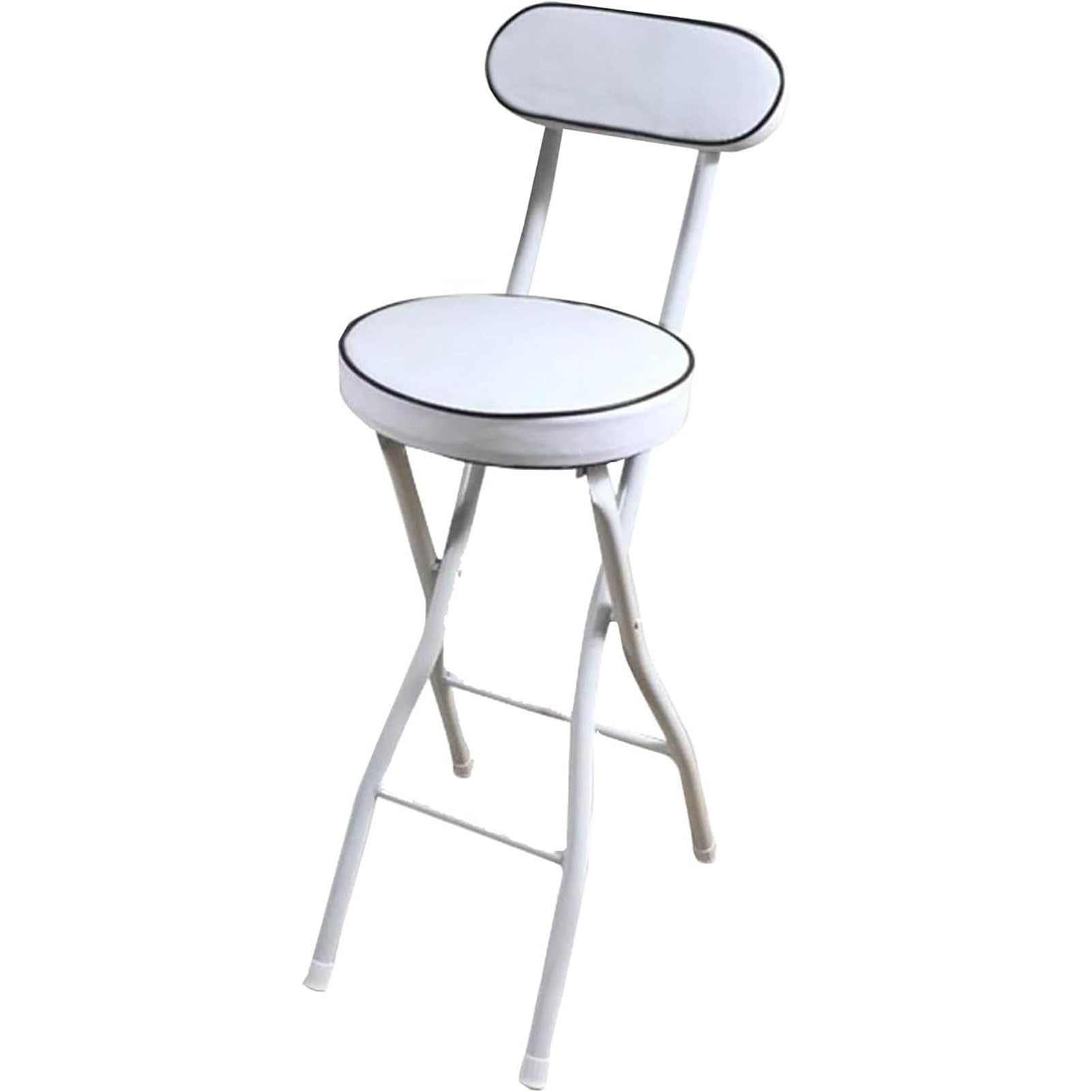wanghaiyanBD Folding Bar Stool with Backrest - Cushioned Metal Stool for Kitchen Counter - Portable Leather Seat - Round Design