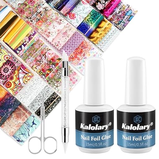 Kalolary Kit Nail Art Foil – Gel Adhesivo para Uñas, Pegamento Foil, Bolígrafo de Prensado, Tijeras – Decoración de Uñas con Efecto Láser para Manicura DIY | Ya disponible en tu tienda friki favorita! En mundofriki.es!