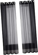 Garneck 2 Pçs Cortinas Cortinas Ao Ar Livre Persianas Pretas Cortinas De Tule Cortina De Pátio Cortina Pura Janela De Casa Cortina De Pátio Cortina De Sala De Estar Cortina Acessório De