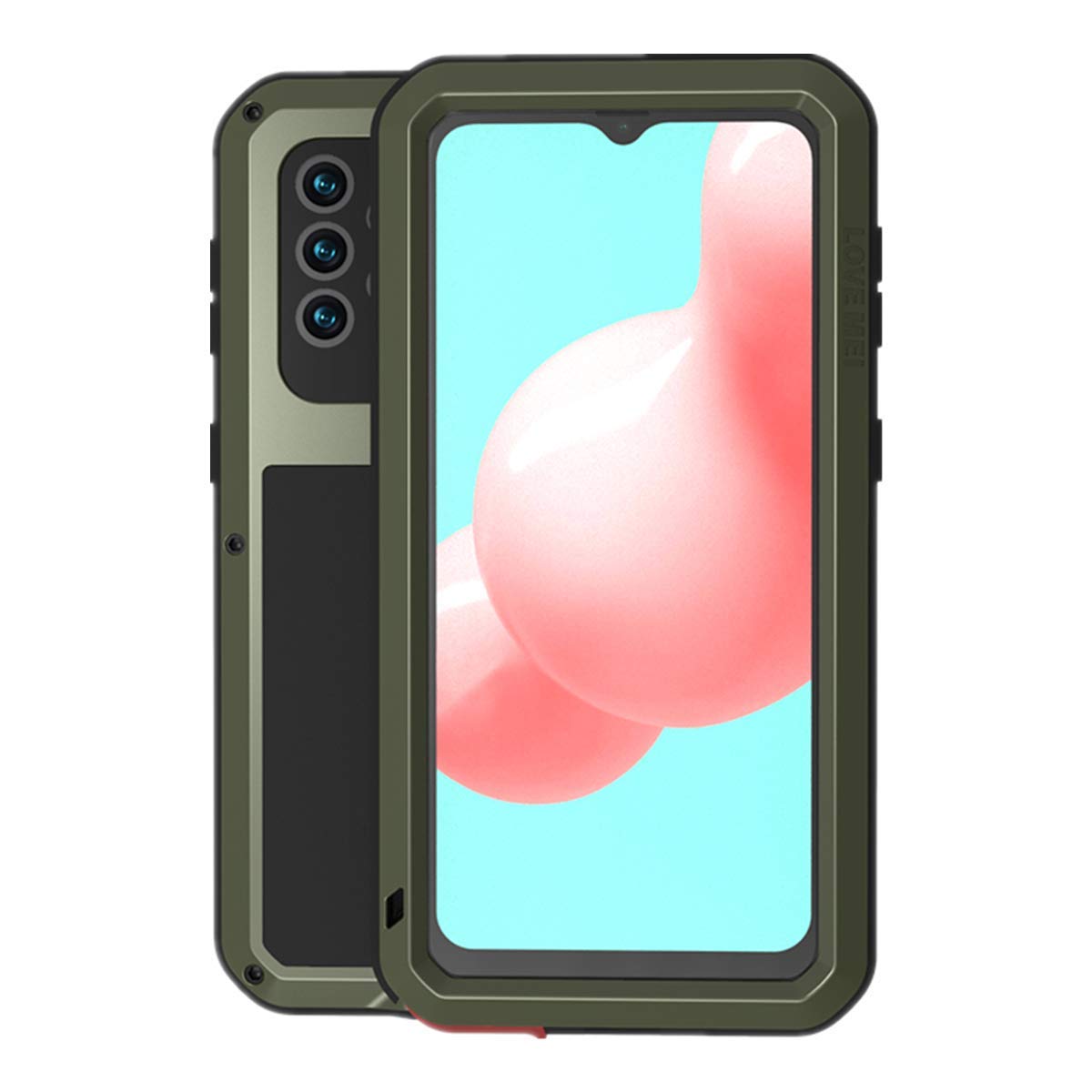 LOVE MEI Galaxy A32 5G Case, Built-in Tempered Glass Outdoor Sports Military Aluminum Alloy Protective Metal Shockproof Bumper Heavy Duty Cover Case for Samsung Galaxy A32 5G (Green)
