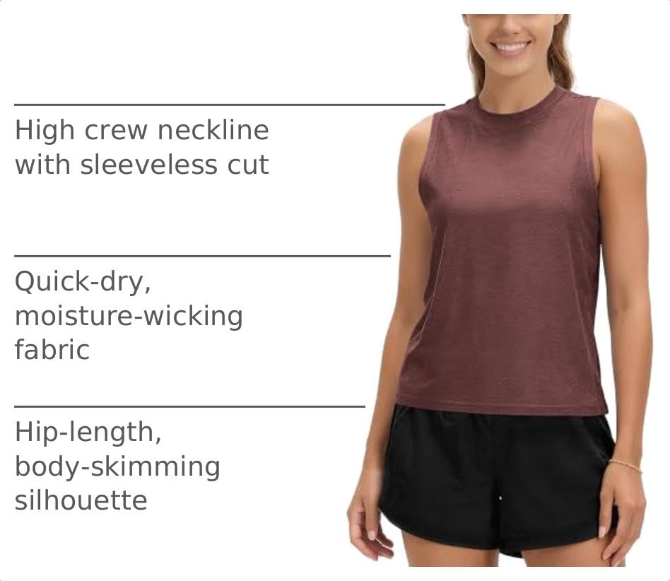 Image of ODODOS Women's Performance Tank Ultra Soft odSTRATUM Tech Sleeveless Tee Shirts High Crew Neck Pullover Top