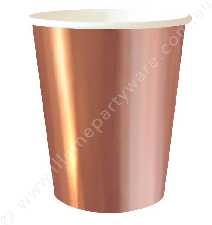 Illume Partyware Rose Gold Cup Foil, Disposable, 10 Count, 9 Oz for Birthday Party, Kids Party, Baby Shower and Princess Party