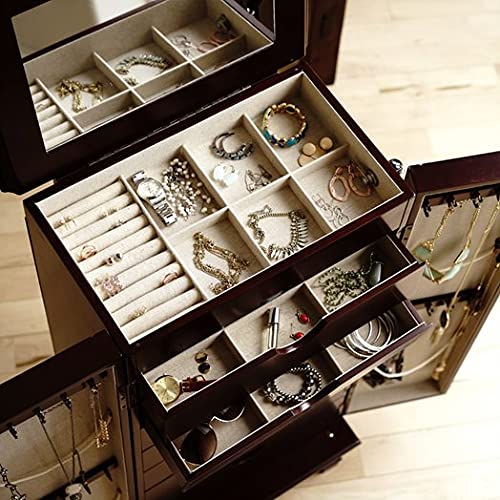 Hives And Honey - Cabby Jewelry Armoire - Fully Locking Jewelry Organization Storage - Cherry #TOP2