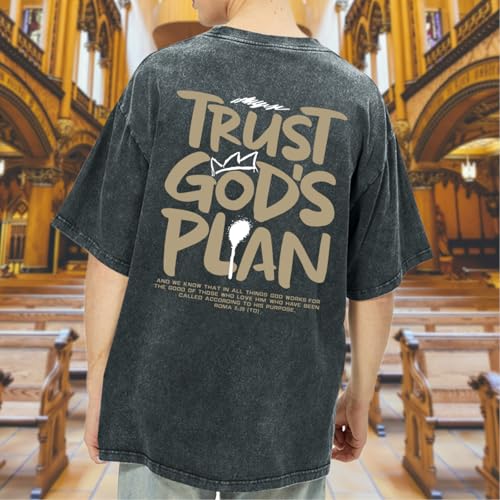 Image of BINTEHGS God Christian T Shirts for Men Jesus Faith Shirt Acid Wash Oversized Tees Bible Verse Graphic Vintage Tshirt