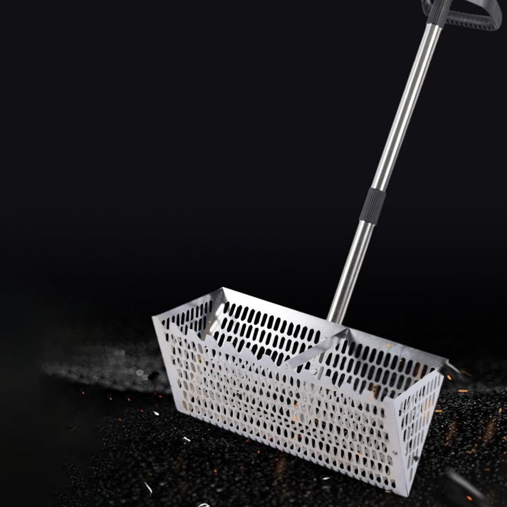 kowaku Rastrillo con Mango extendido, Pala Resistente para Pollos y Gatos, Ideal para Exteriores, Plata