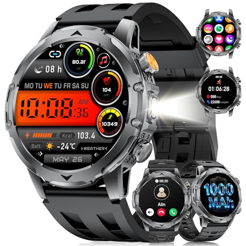 Smartwatch Uomo FITFLEX Con Chiamata Bluetooth – Display AMOLED 1,62", Batteria 730mAh, Torcia LED, 110+ Modalità Sportive, Cardio E Sonno, 3ATM