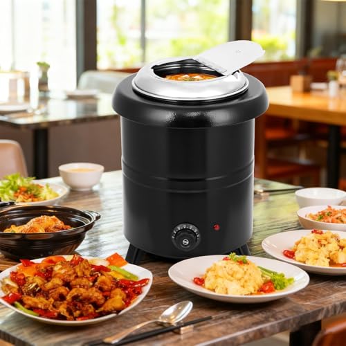 Image of GarveeHome Soup Warmer, 10.5 Qt Commercial Grade Soup Kettle with Swing Lid and Detachable Stainless Steel Insert Pot, Food Warmer with Anti-Scald Handle for Restaurants, Buffet, Catering