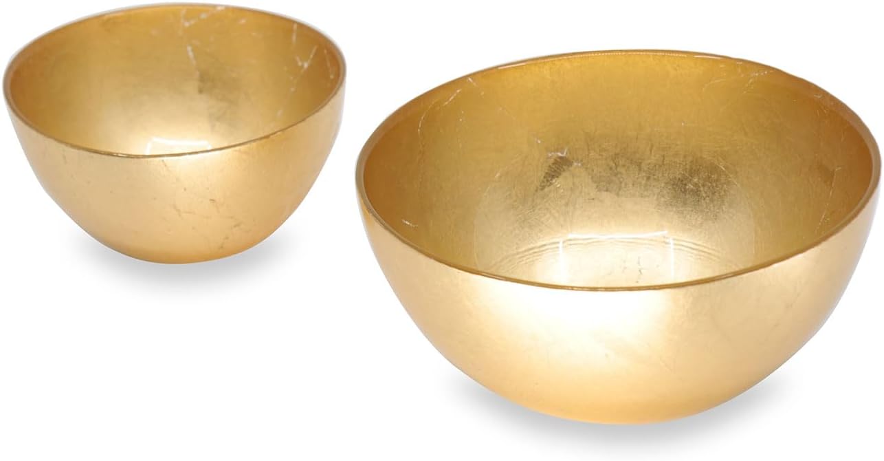 (Similar)5 pcs Beatriz Ball GLASS New Orleans Round Foil Leafing Bowl Set of 2 (Gold)