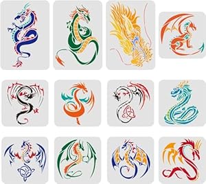 Fingerinspire Drachen-Schablonen Set 12 Stück