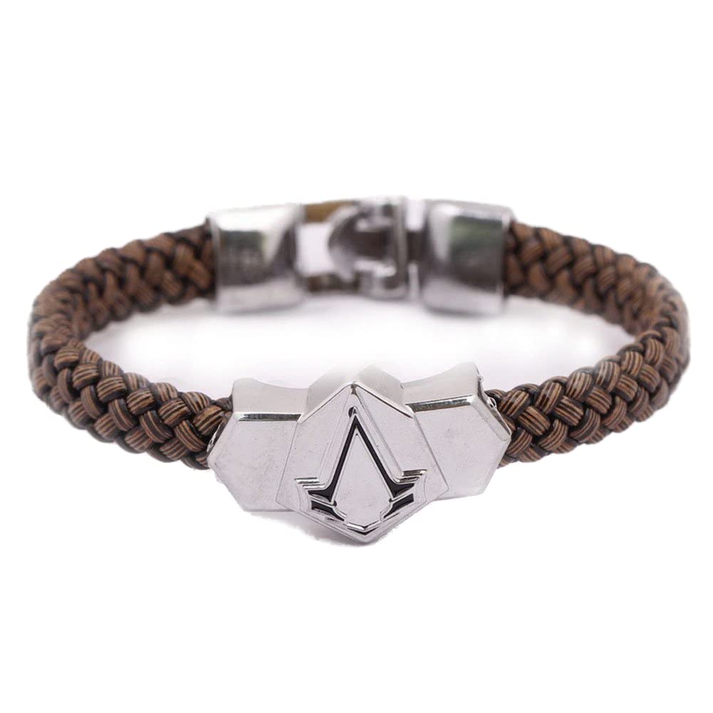 Diamrt Assassin's Creed PU Woven Leather Bracelet Alloy Wristband for Cosplay Decor