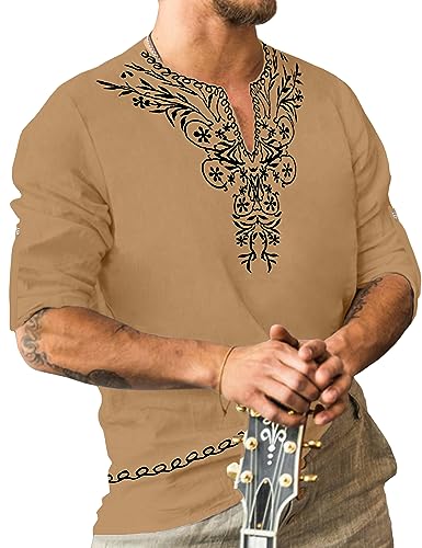 JoZorro Linen Tops for Men - Islamic Abaya & Henley Long