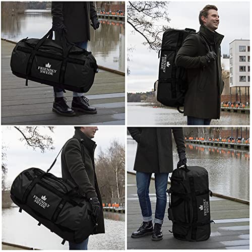 The Friendly Swede Duffel bag with Backpack Straps for Gym, Travel and Sports - SANDHAMN Duffle Waterproof Material