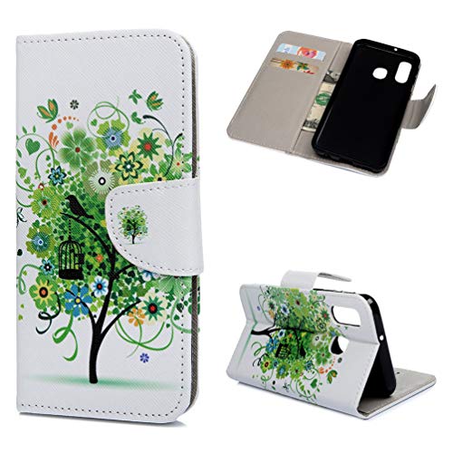 Galaxy A40 Case, Samsung Galaxy A40 Case, 3D Painting PU Leather Flip Notebook Shockproof Wallet Cover with Magnetic Closure Kickstand Feature ID Card Holder Slot TPU Bumper Protective Skin