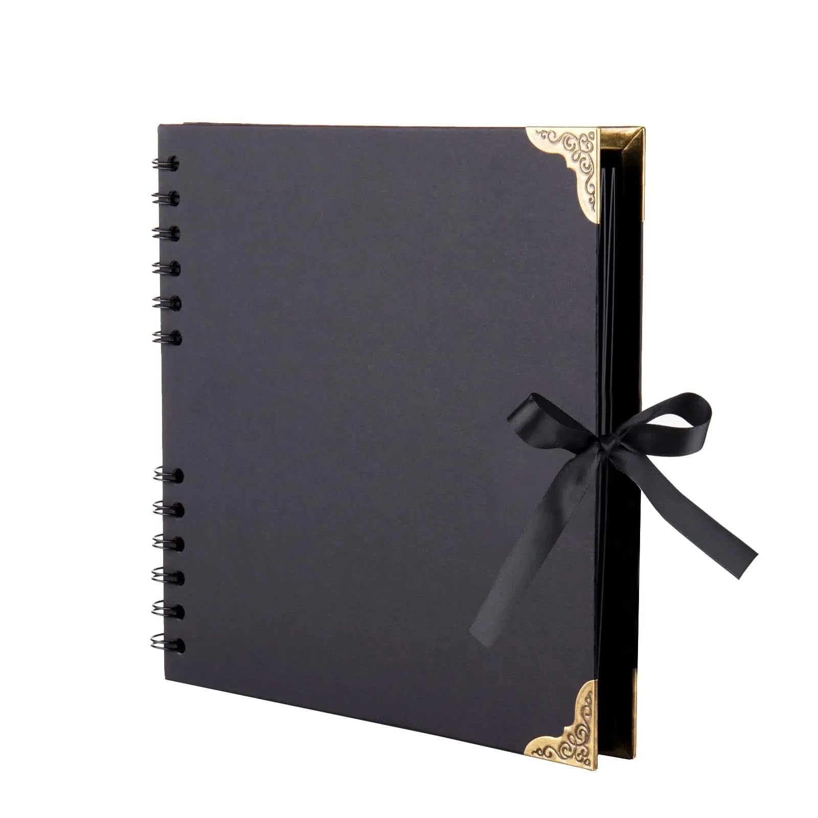 Álbum de fotos de recortes (8 x 8 pulgadas), 60 páginas, ideal for hacer tú mismo, for fotos familiares de bodas y aniversarios.(Black)