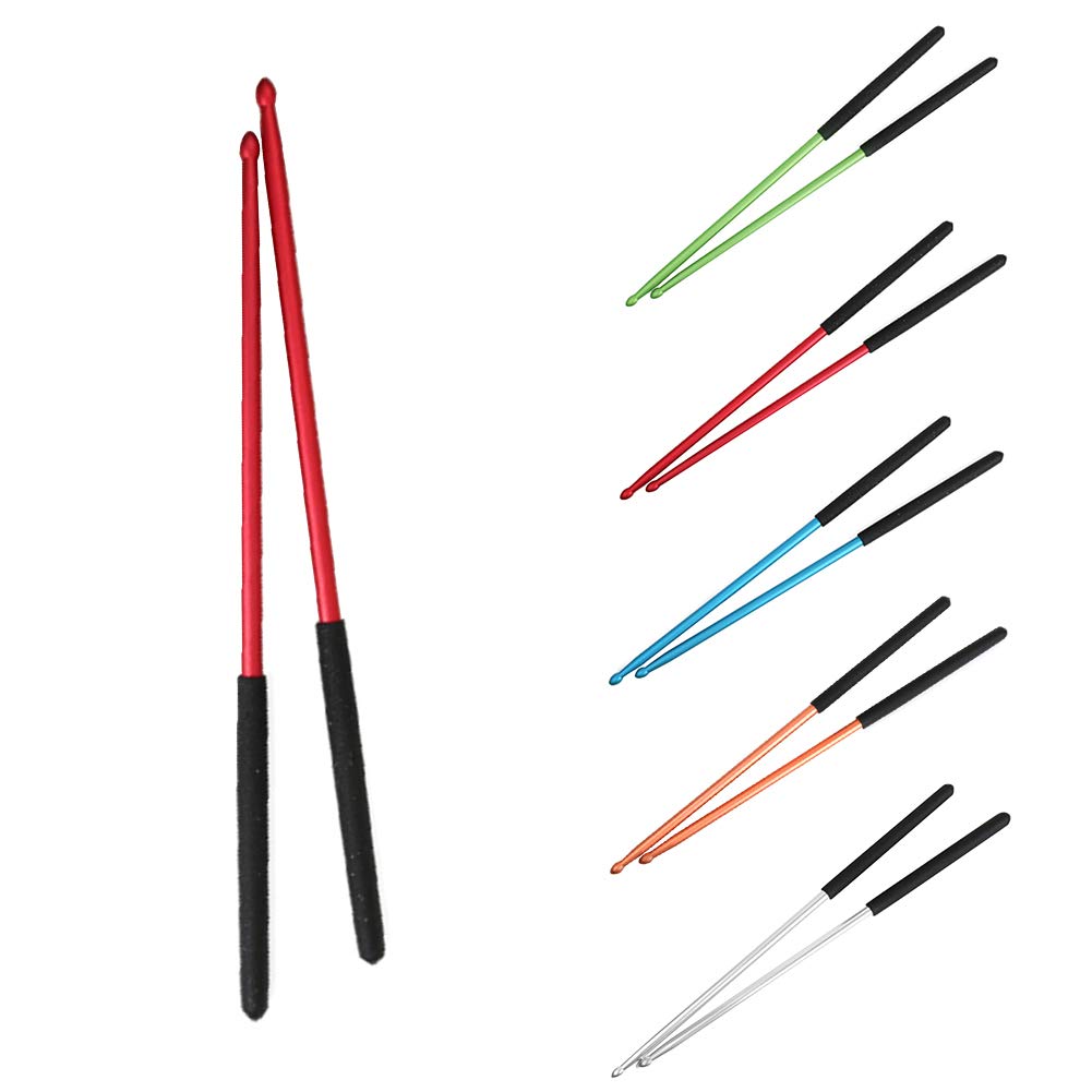 Baguettes De Batterie 5 A, 1 Paire De Baguettes Antidérapantes En Alliage D' Aluminium, Finitions Lisses Faciles à Prendre En Main Pour Batteurs De Tous Niveaux, Pas De Zéro, Rouge, Taille Unique