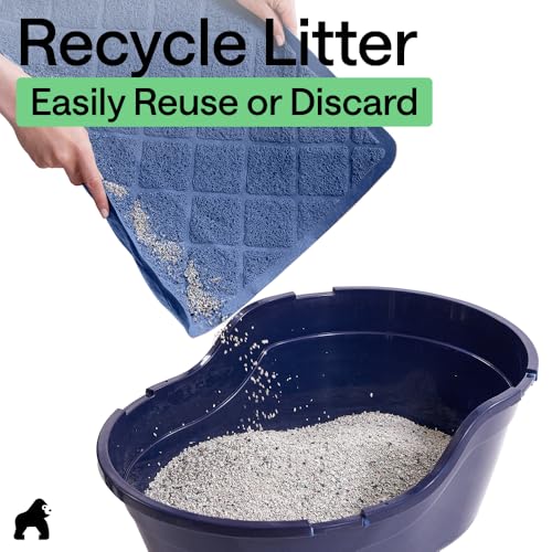 Image of Gorilla Grip Durable Cat Litter Mat (24x17), No Phthalate, Water Resistant, Traps Litter from Box and Cats, Scatter Control, Soft on Kitty Paws, Easy Clean Cat Mat (Navy Blue)