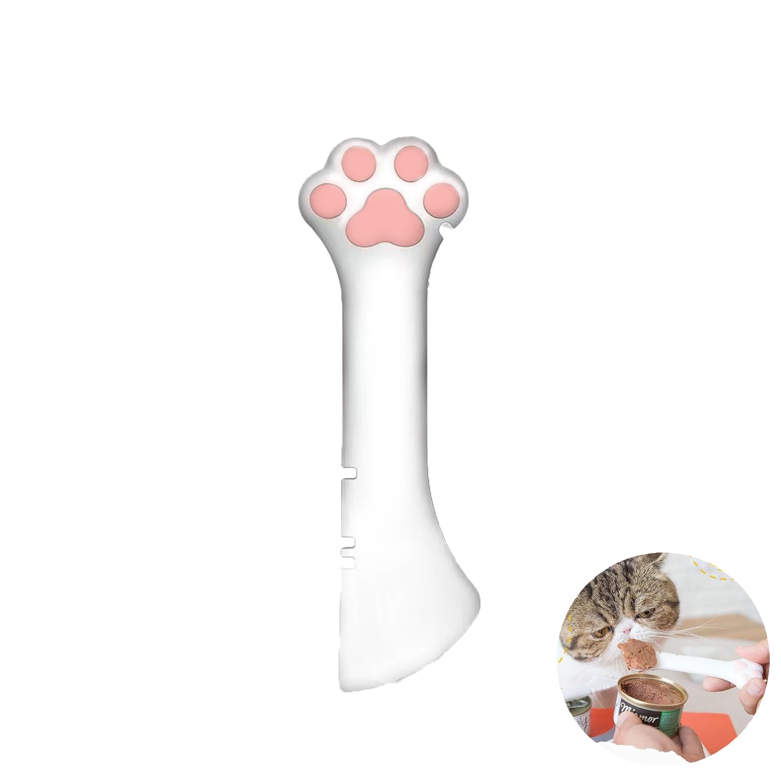 Silicone Pet Food Spoon, Cat Food Can Opener Paw, Wet or Dry Food Short Spoon for Cat Dog With Mini Spatula
