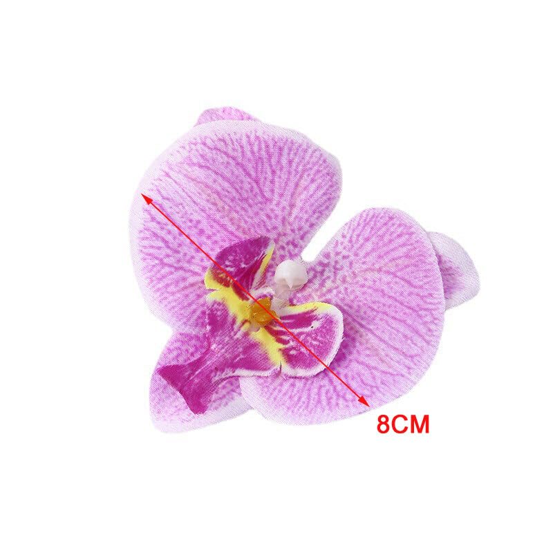 TUPWELY 10PCS 8CM Orchid Petals Artificial Orchid Flower Heads Silk Phalaenopsis Fake Butterfly Orchid Heads for DIY Craft Home Wedding Party Decorations(dark purple) - Image 2