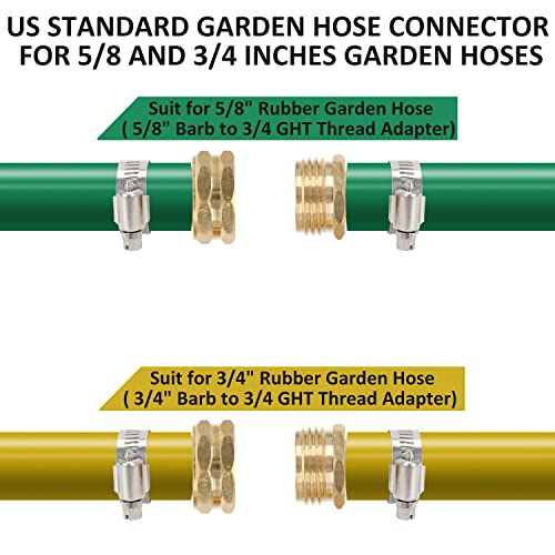 STYDDI Garden Hose Repair Kit - Solid Brass Connectors for 5/8 and 3/4 Hoses, 4-Piece Set