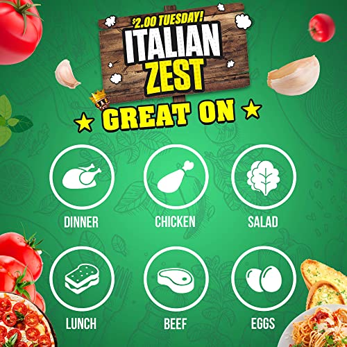 Italian Zest Seasoning Mix By Flavor God - Premium All Natural & Healthy Spice Blend For Salad, Pasta, Chicken & Seafood - Kosher, Low Sodium, Dairy-Free, Vegan & Keto Friendly - Great Flavor Spices And Seasoning Gift #TOP3