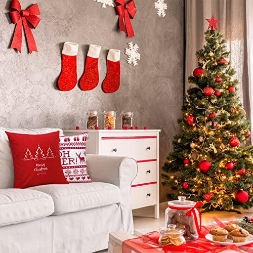 Thmyo Z14H28X18S7N11MBZKCEIBL 2 Pack 100% Cotton Solid Decorative Square Throw Pillow Covers Christmas Diy Throw Pillowcase Blank Sublimation Pillow Cases Heat Transfer Pillow Covers Christmas Red Cushion Cover thumb #1