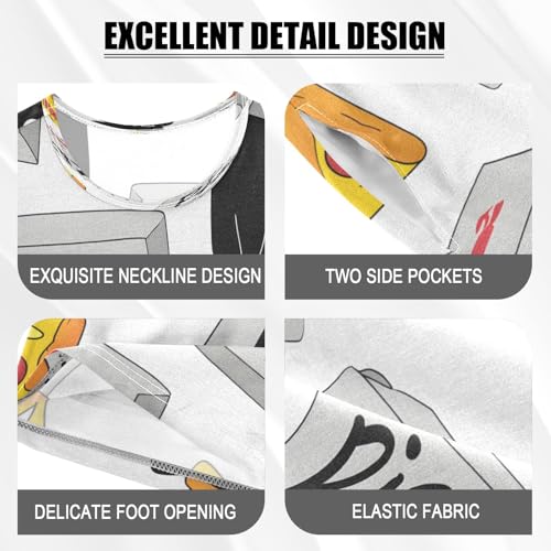 Cat Pizza Pattern Kids Pjs Set Boys Girls Summer Short-Sleeve Sleepwear Pajamas 2PCS4