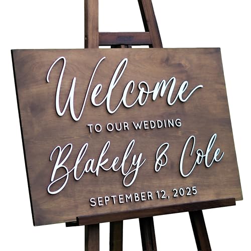 Personalized Rustic Wedding Welcome Sign, Wooden Welcome Sign, Custom Ceremony Sign, Modern 3D Sign with First Names & Date, Personalized Decor