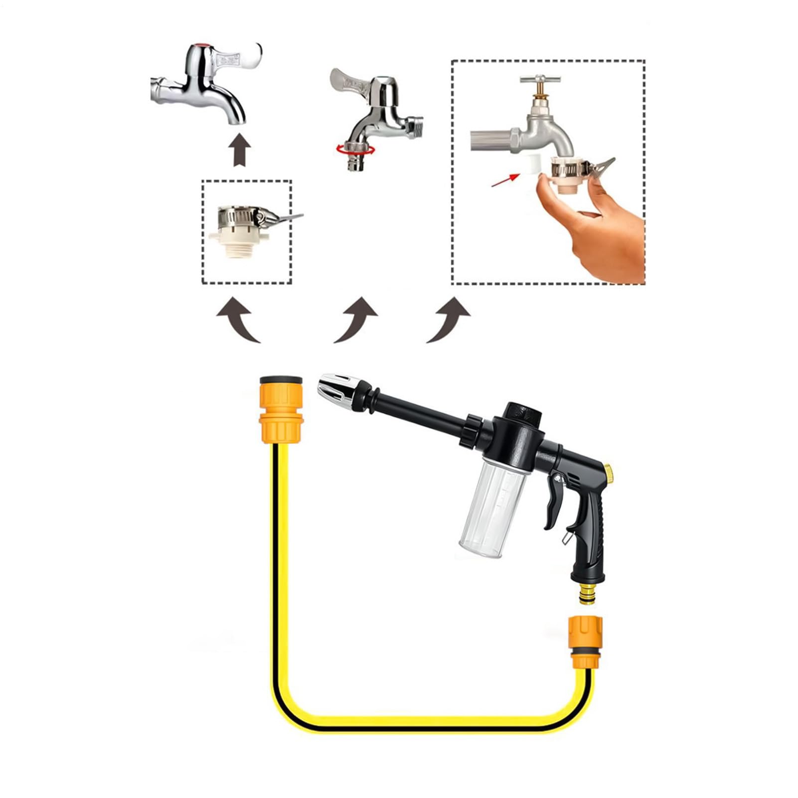 Pistola Per Schiuma, Pistola Per Lavaggio Auto Con Getto Di Schiuma Regolabile Per Auto, Include Dispenser Di Sapone, Per Pulizia Moto Camion Giardino Pannelli Per Animali Domesti