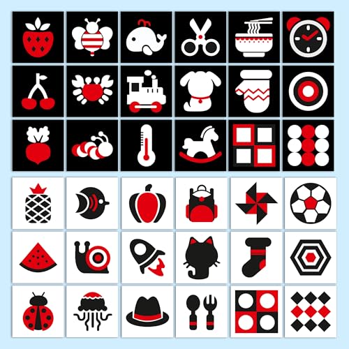 Image of Lefan New Born Baby Essentials High Contrast Black and White Vision Flash Cards 18 Cards 36 Pages Ideal Toys for 6 to 12 Months for 0 to 18 Month Babies Books (Baby Vision Cards 3-6)