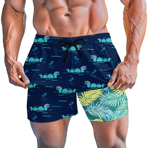 westwolf Men's Swim Trunks 5.5 Inch Bathing Suits for Men 2 in 1 Board Shorts with Compression Liner