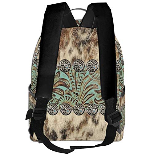 Unisex Backpack Multipurpose Rucksack Anti Theft Backpacks with Padded Straps Big Capacity Backpack Rustic Brown Teal Western Country Tooled Leather Fashion Backpack3